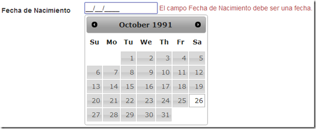 Calendario de jQuery UI con ASP.NET MVC