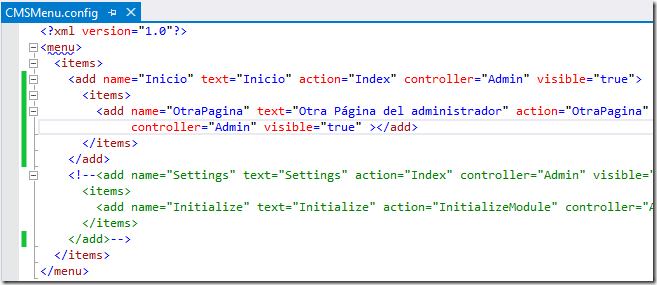 Archivo de configuración del Menú de administración