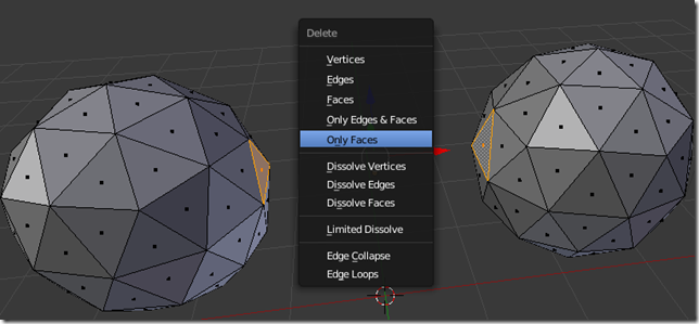 Duplicando un objeto y borrandoles las caras en modo de edición