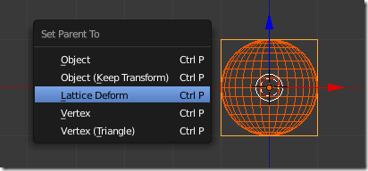 Emparentar con la opción Lattice Deform